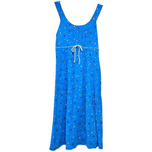 Vintage 1970's Baby Doll Floral Blue Dress Size Medium Feminine Romantic Prarie‎